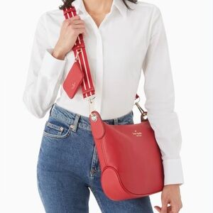 Kate Spade Hot pink Leather Saddle Bag with Adjustable Strap